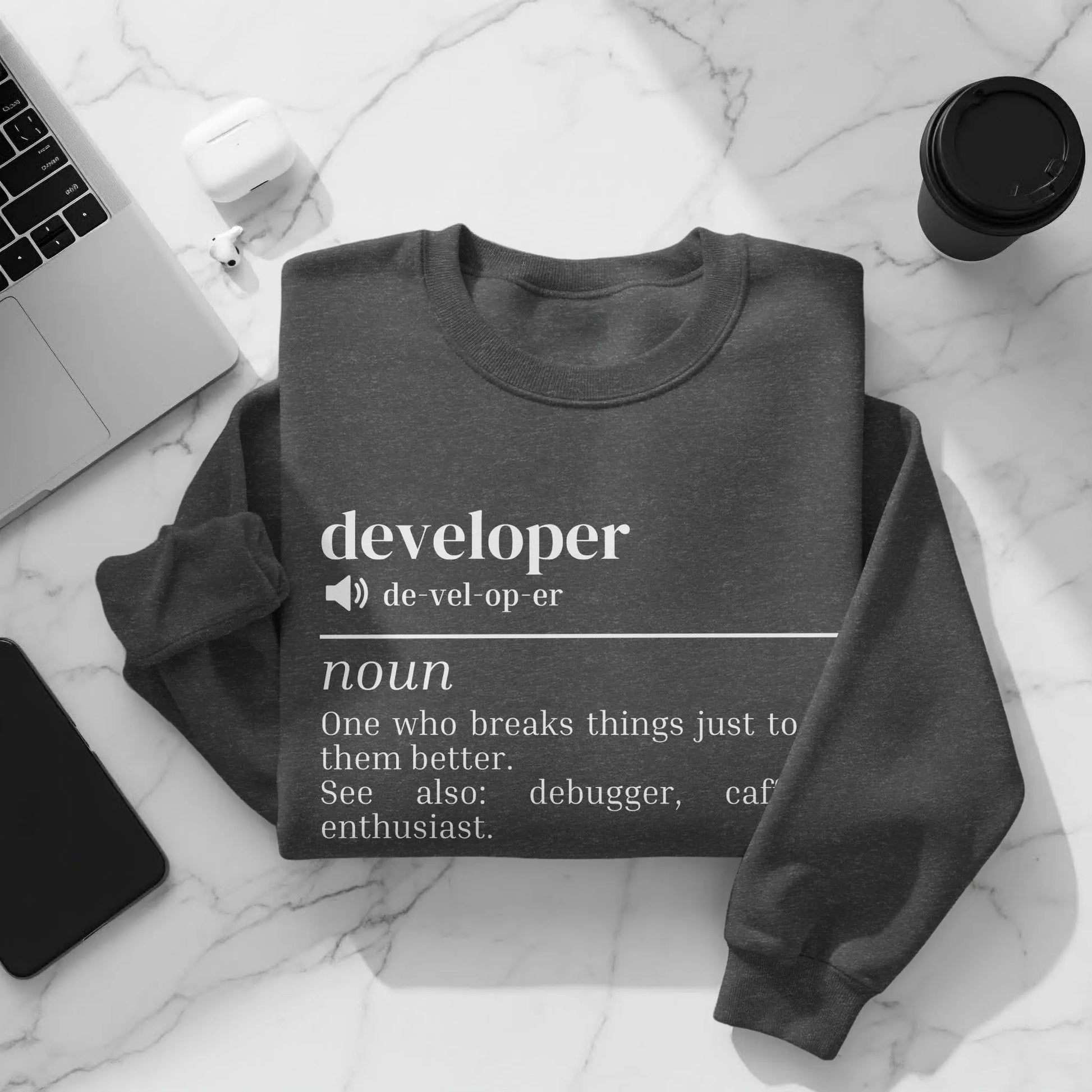 Developer Definition Sweatshirt for Debugger and Cafe Lovers