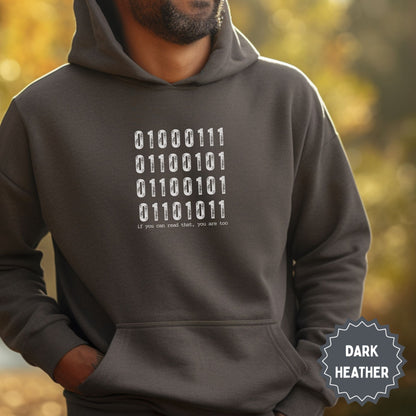 Binary Code Dark Heather Graphic Hoodie