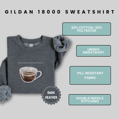 Gildan Dark Heather Coffee Programming Unisex Sweatshirt
