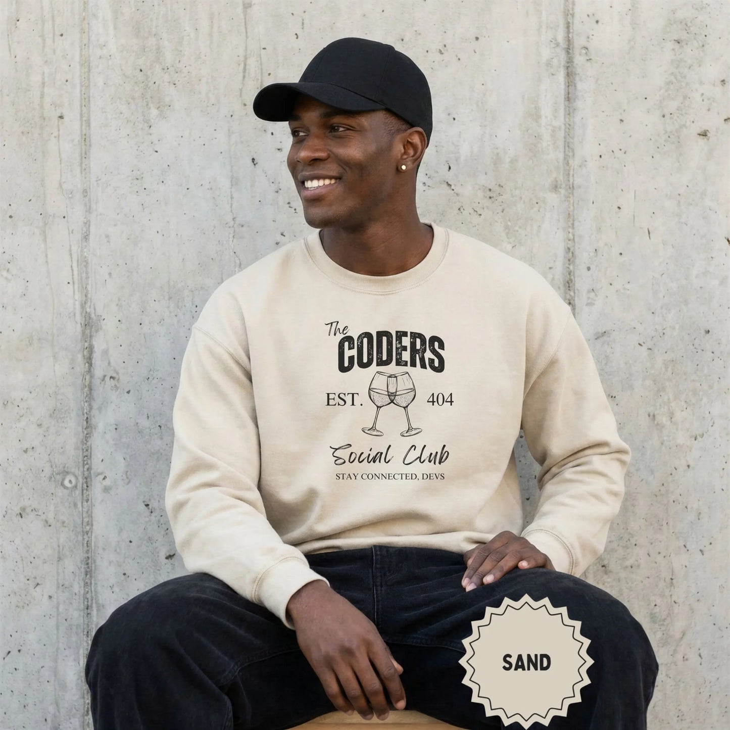 The Coders Social Club Est 404 Sand Sweatshirt