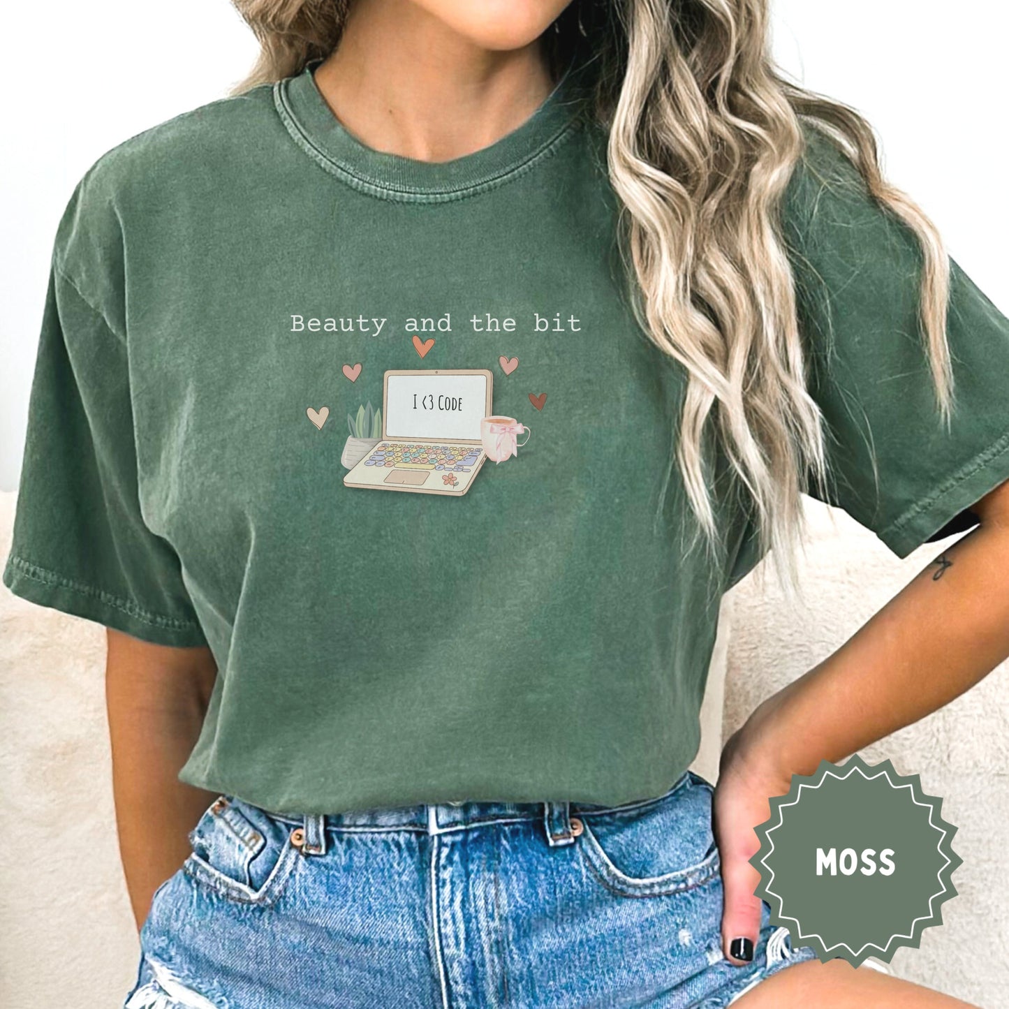 Beauty and the Bit I <3 Code Graphic Tee Shirt