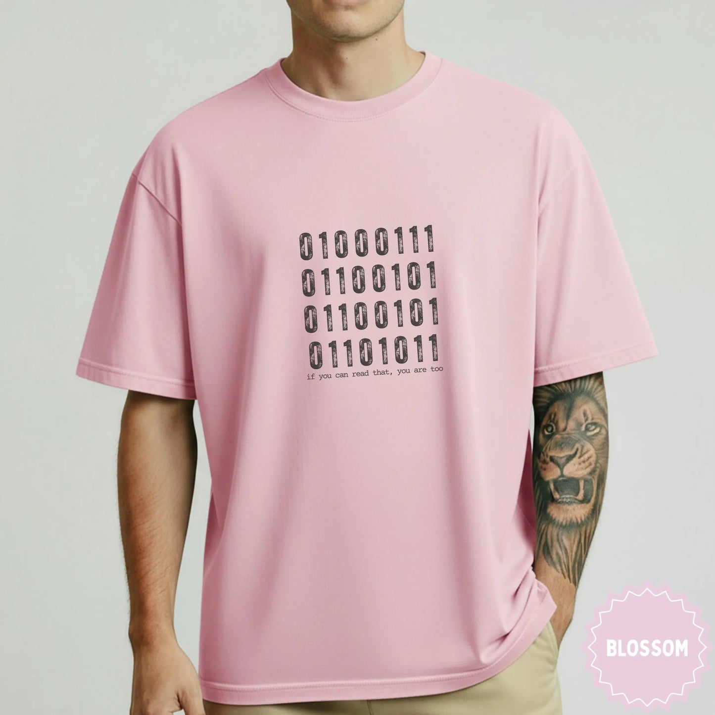 Binary Code Message Graphic Tee with Unique Design