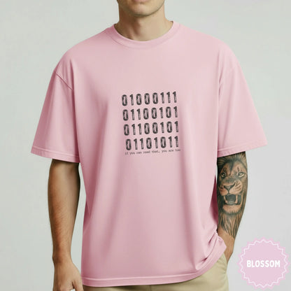 Binary Code Message Graphic Tee with Unique Design