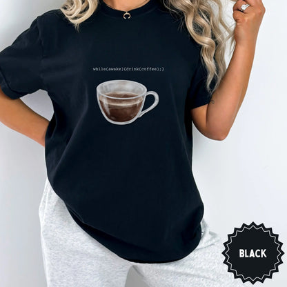 Coffee Coding Graphic Tee Black Shirt