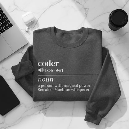 Coder Definition Sweatshirt for Programmers and Tech Enthusiasts