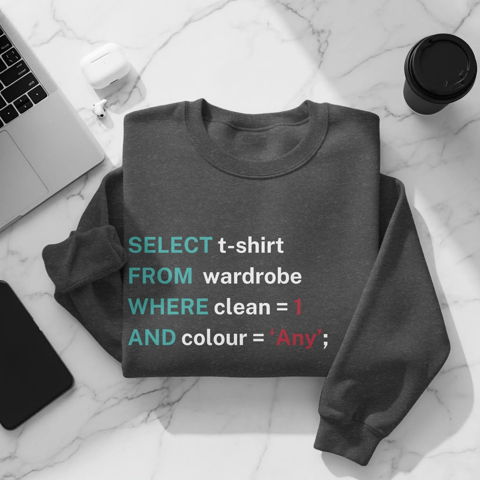 SELECT t-shirt FROM wardrobe WHERE clean AND colour shirt