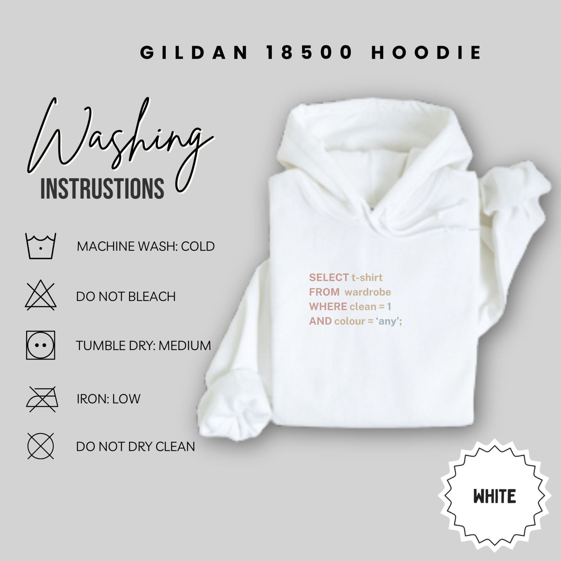 SELECT t-shirt FROM wardrobe WHERE clean = 1 hoodie