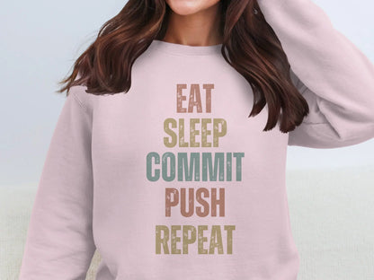 Eat Sleep Commit Push Repeat Graphic Sweatshirt