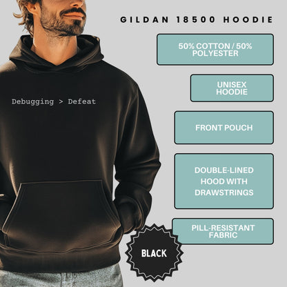 Debugging Greater Than Defeat Gildan 18500 Hoodie
