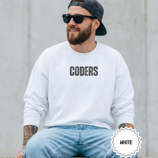 Coders Graphic White Sweatshirt for Men Casual Wear