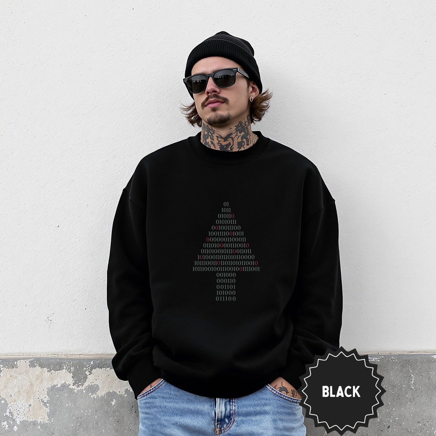 Black Binary Design Sweatshirt with Cool Casual Look