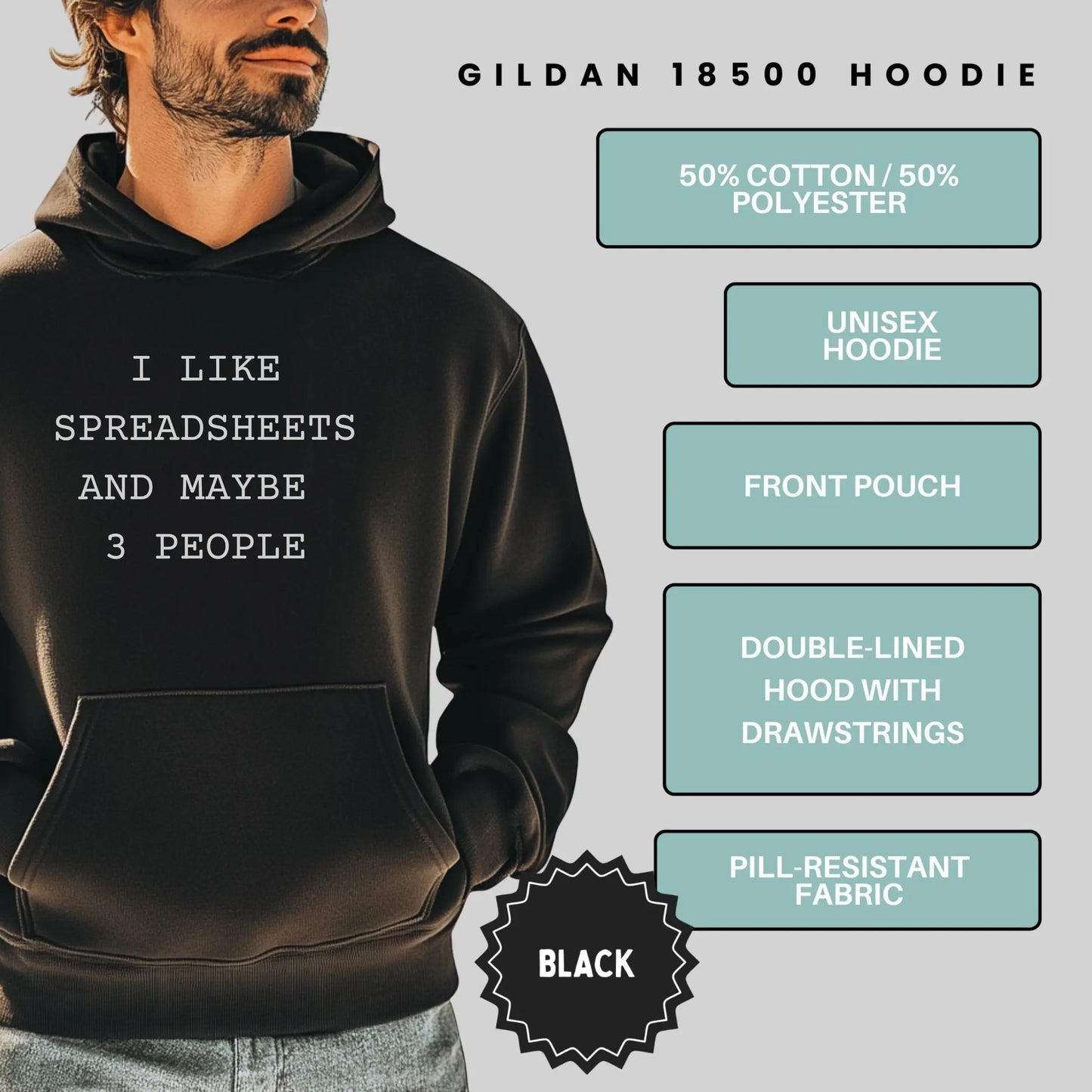 I Like Spreadsheets and Maybe 3 People Unisex Hoodie