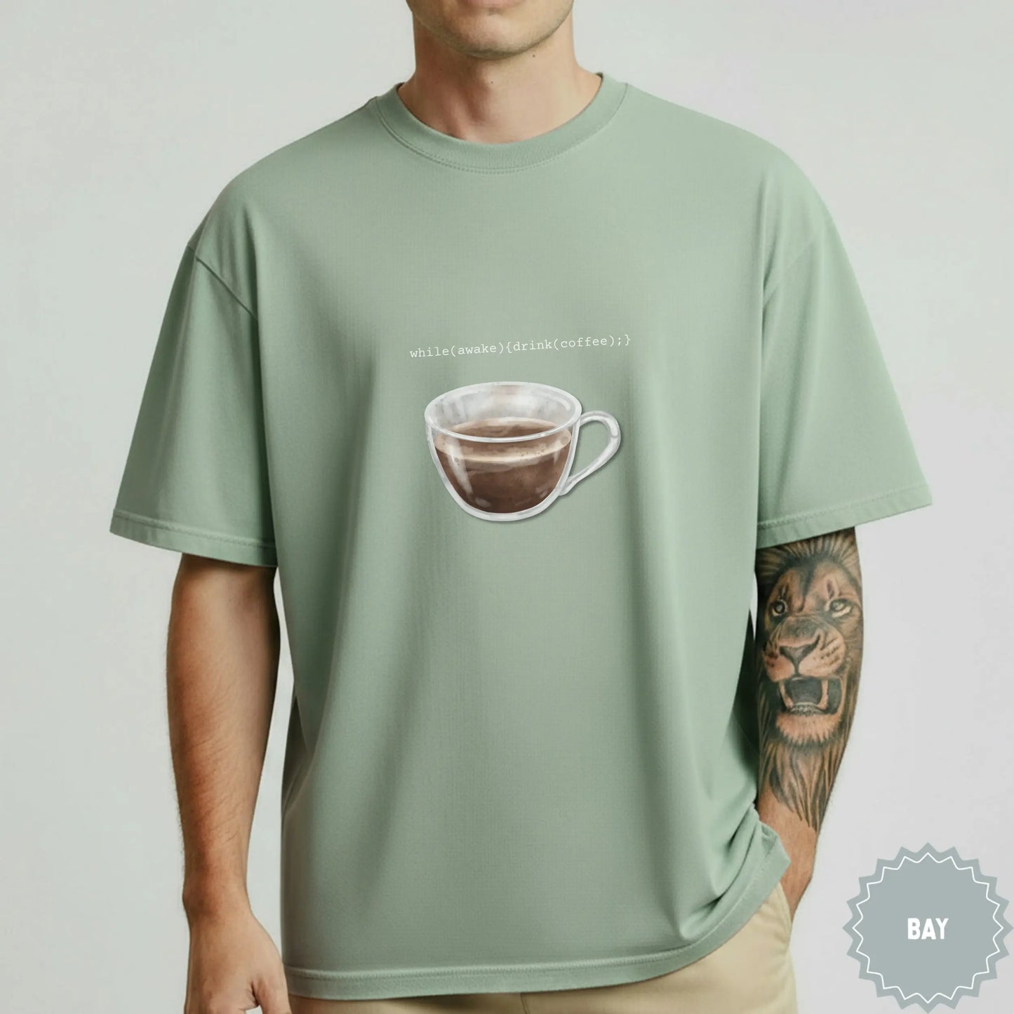 Coffee Lover's Graphic T-Shirt with Coding Design