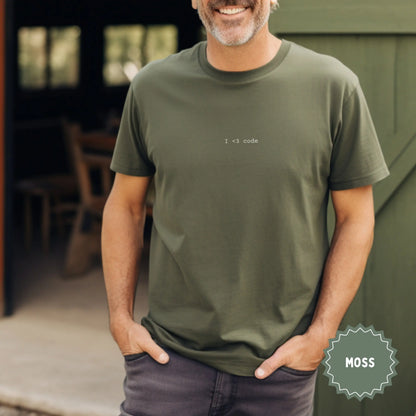 I <3 code Moss Colored T-shirt for Casual Wear
