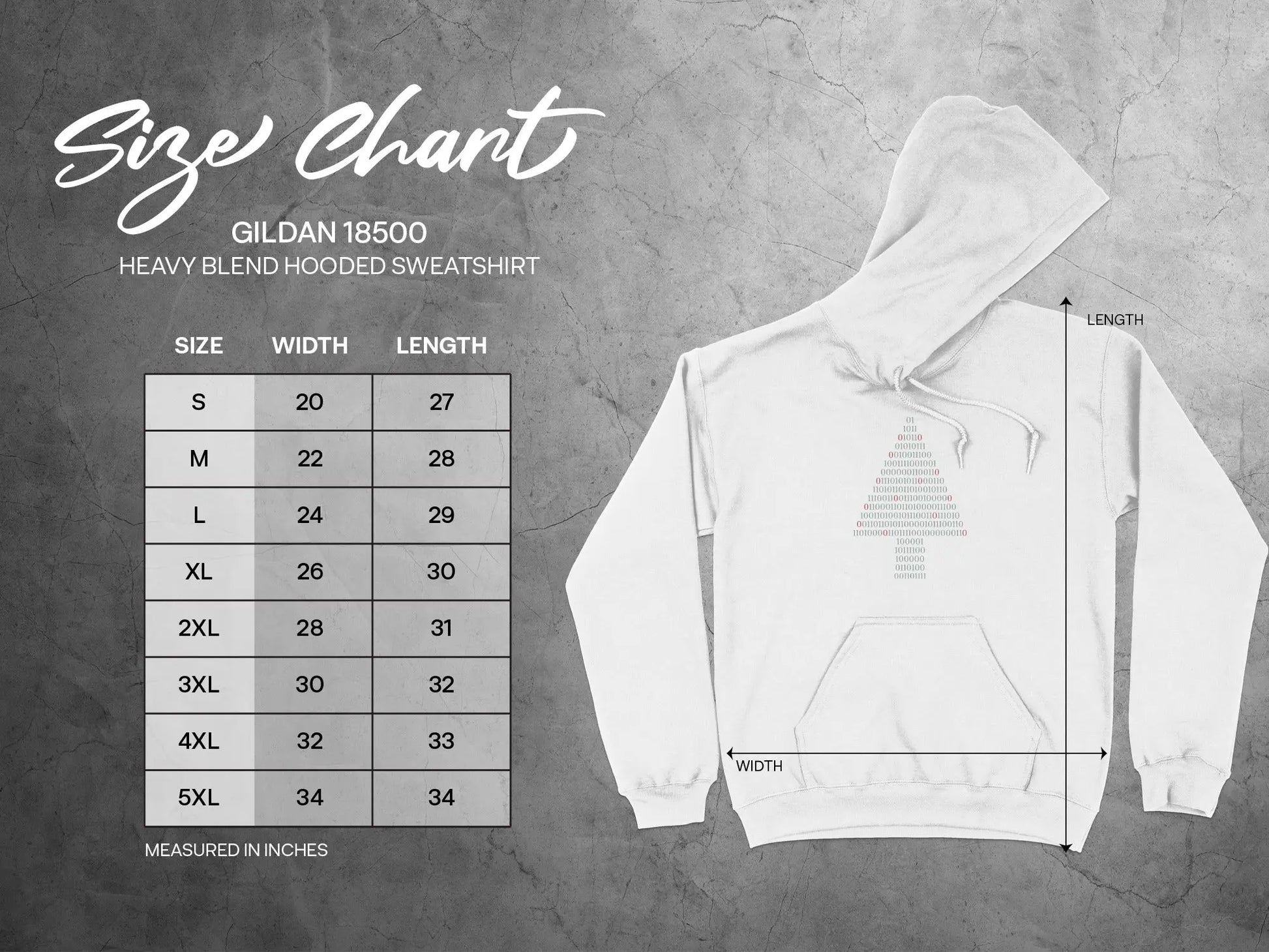 White Gildan 18500 Heavy Blend Hooded Sweatshirt