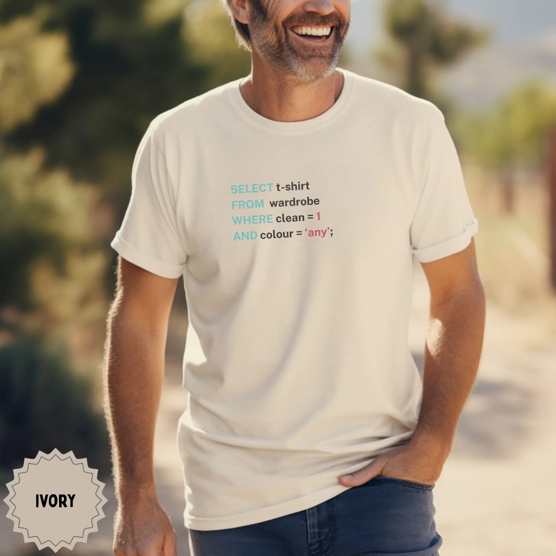 SELECT t-shirt FROM wardrobe WHERE clean = 1 AND colour product