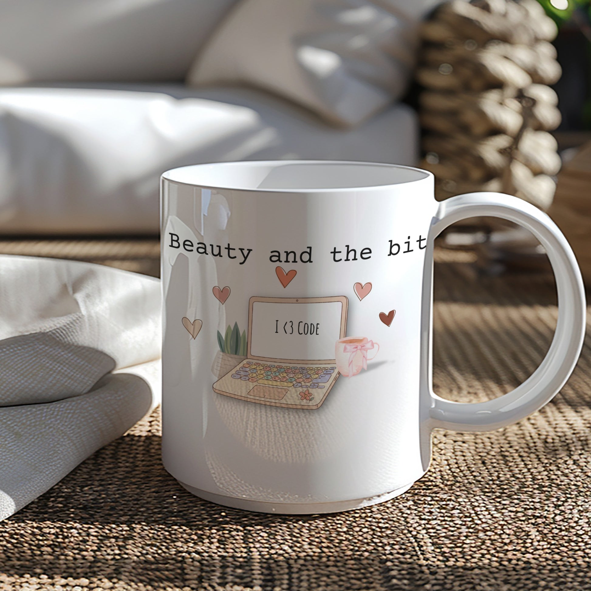 Beauty and the Bits I <3 Code Mug for Programmers