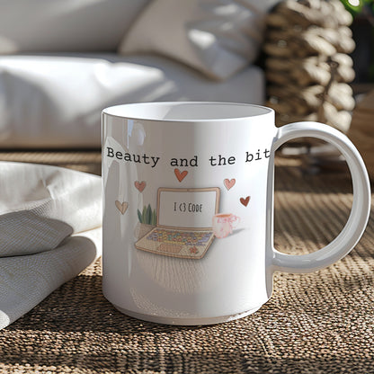 Beauty and the Bits I <3 Code Mug for Programmers