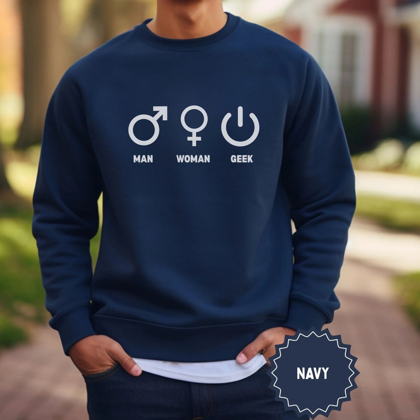 Man Woman Geek Symbol Navy Blue Sweatshirt
