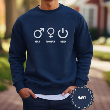 Man Woman Geek Symbol Navy Blue Sweatshirt