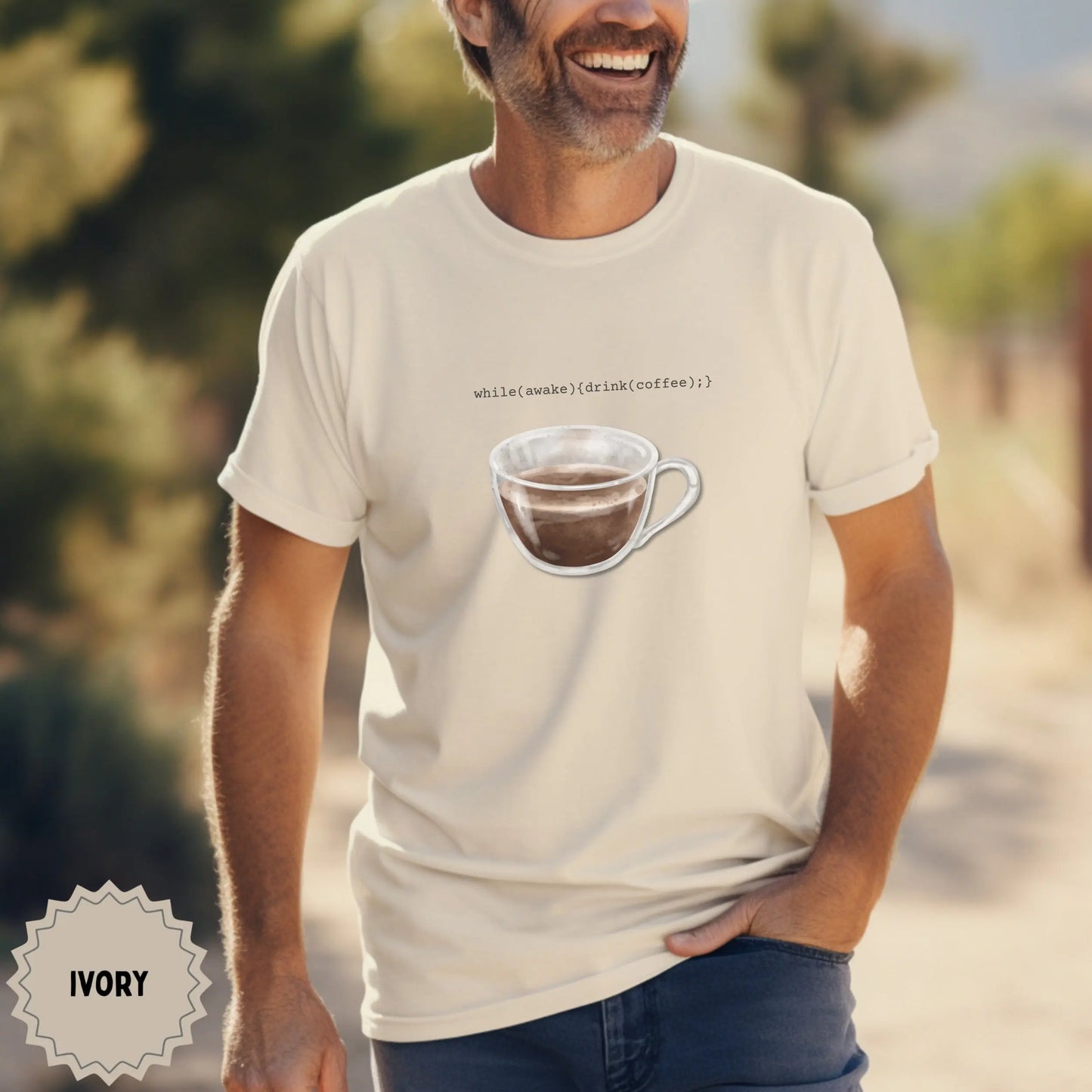 Coffee Lover T-Shirt with Code Print for Casual Wear