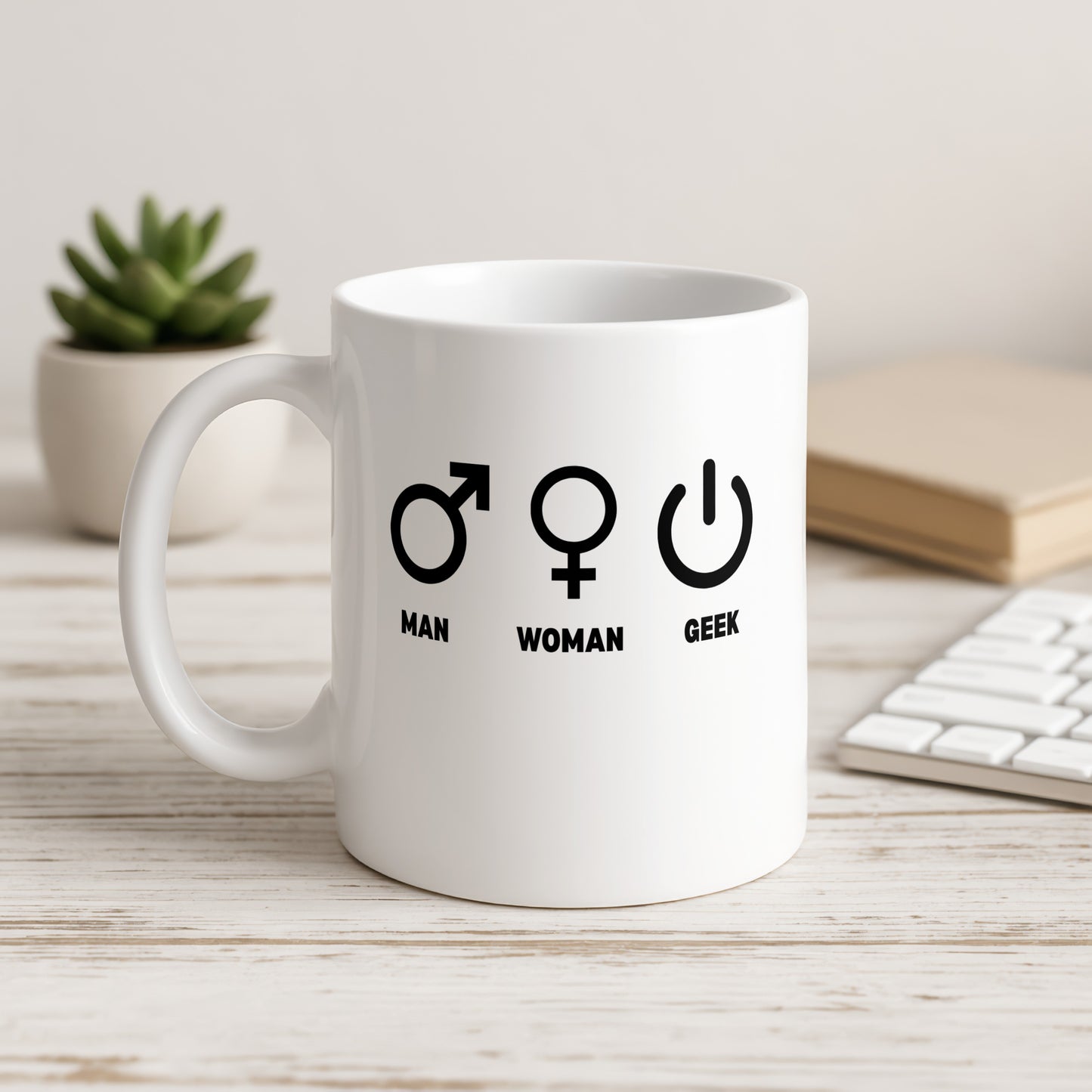 Funny Man Woman Geek Symbols White Coffee Mug