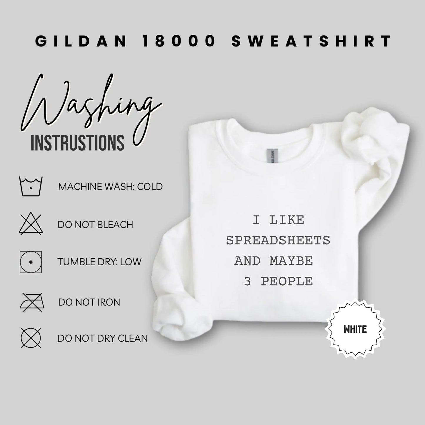 Funny Gildan 18000 Sweatshirt I Like Spreadsheets Design