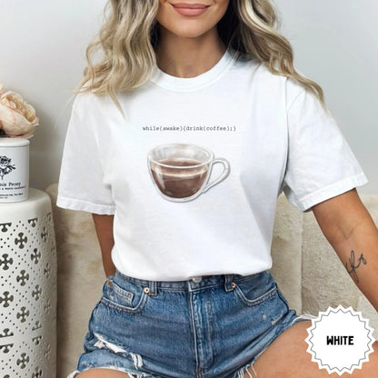 Coffee Code Graphic White Shirt for Coffee Lovers