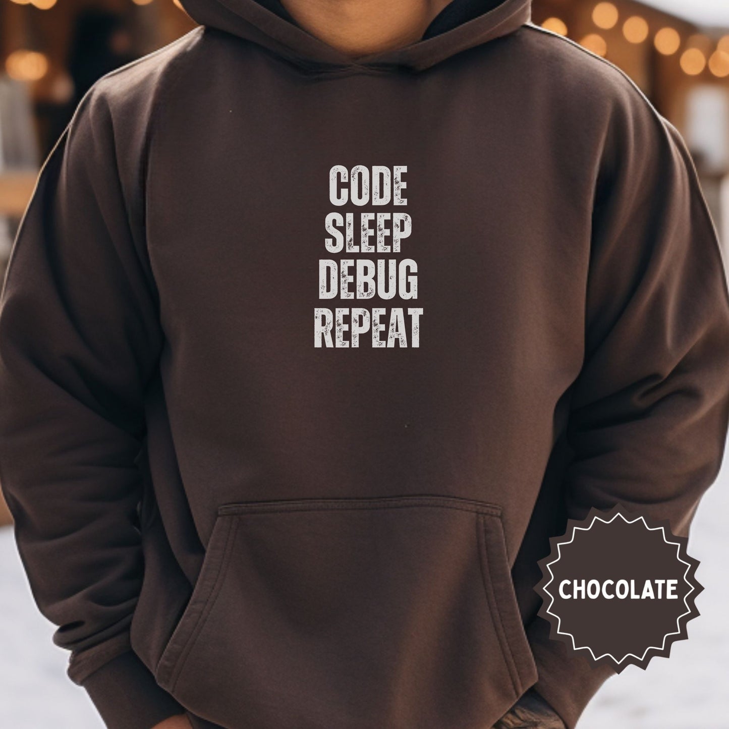 Code Sleep Debug Repeat Chocolate Hoodie