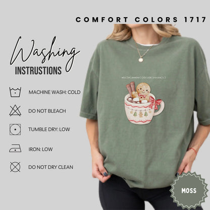Cozy Gingerbread Cocoa Comfort Colors 1717 Moss T-shirt