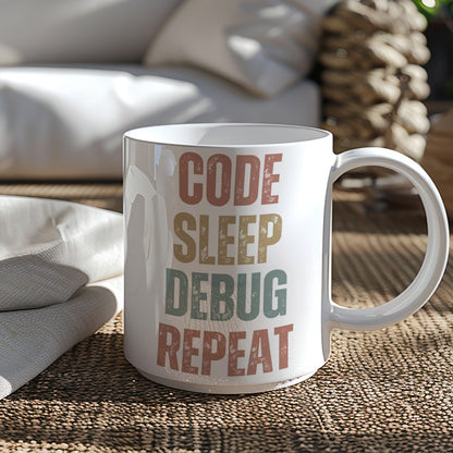 Code Sleep Debug Repeat Motivational Mug