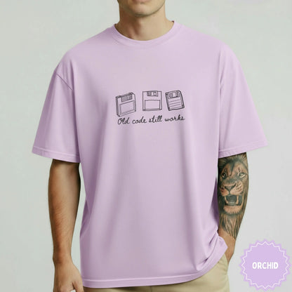 Retro Floppy Disk Design Old Code Still Works T-shirt
