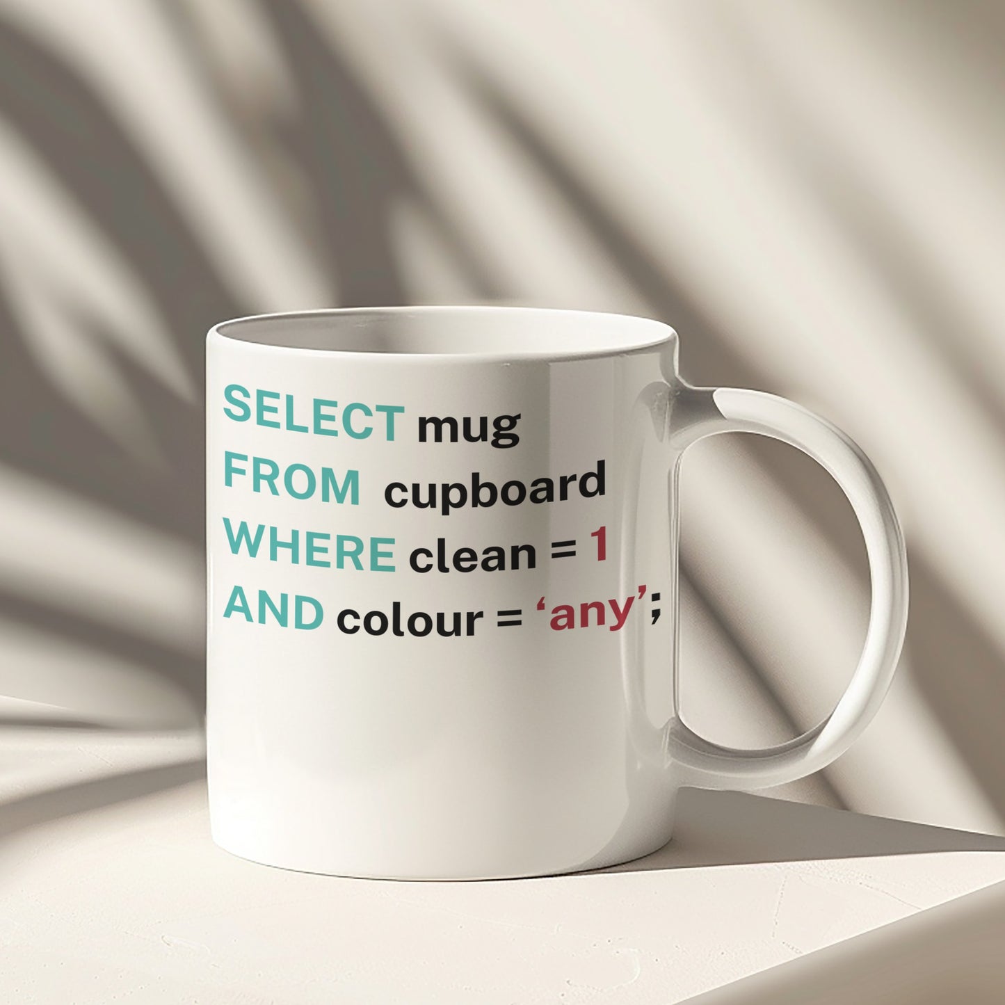 SQL Query Inspired Coffee Mug for Programmers