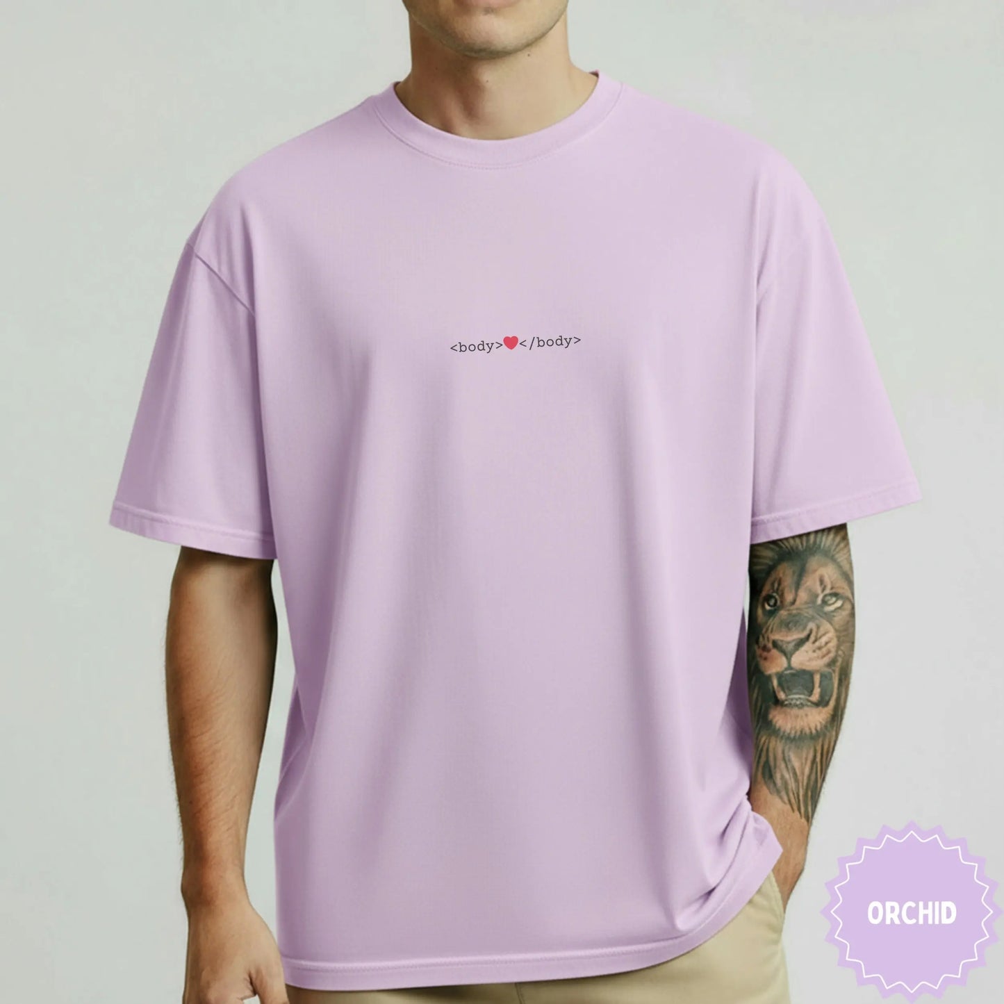 Lilac HTML Body Heart Design Graphic T-Shirt