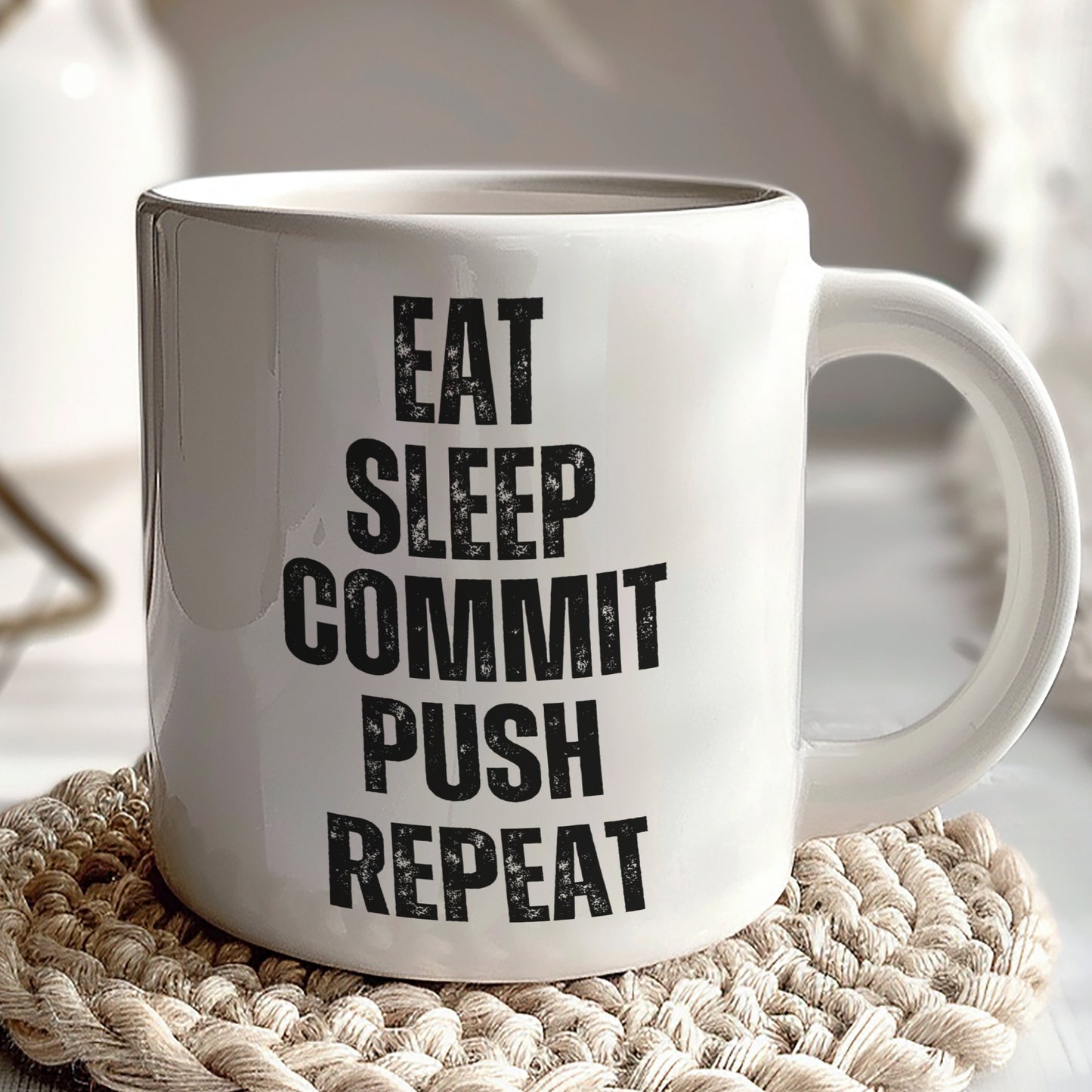 Eat Sleep Commit Push Repeat Motivational Mug