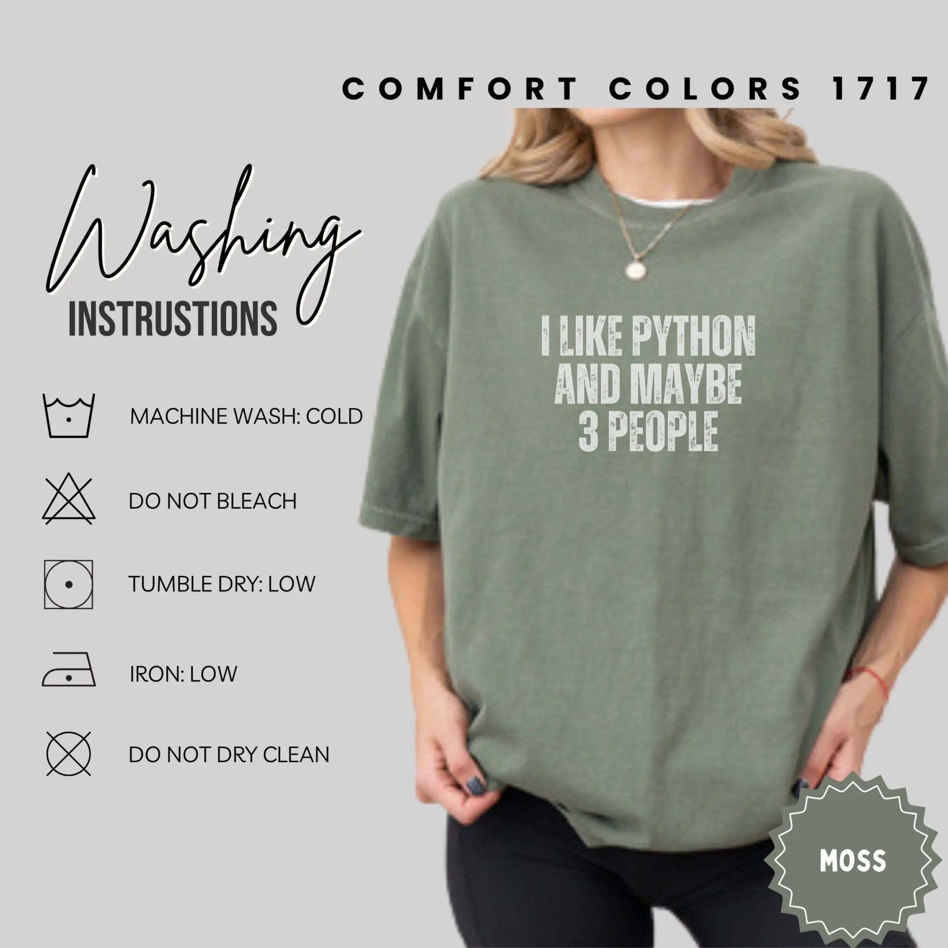 I Like Python And Maybe 3 People Comfort Colors 1717 Shirt