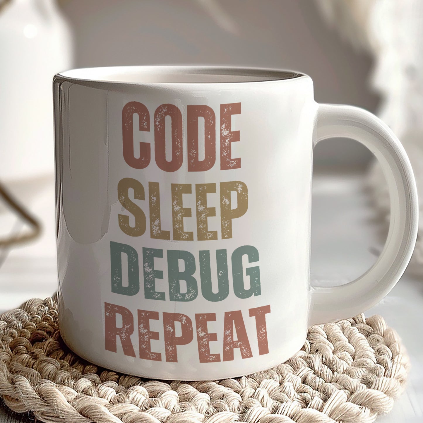 Code Sleep Debug Repeat Motivational Coffee Mug