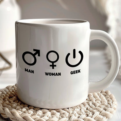 Funny Geek Gender Symbols Coffee Mug for Tech Enthusiasts