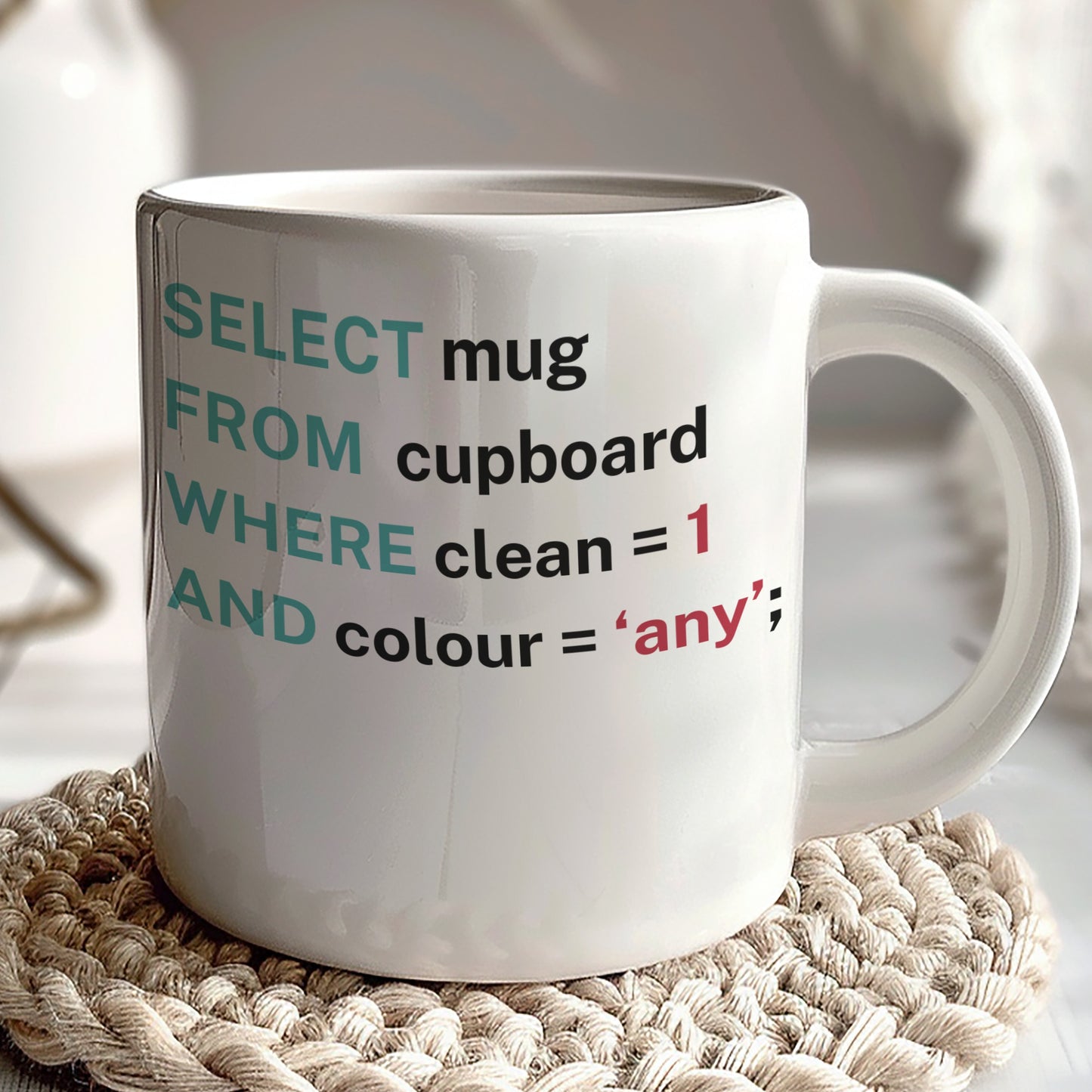 SELECT Mug FROM Cupboard WHERE SQL Code Coffee Mug