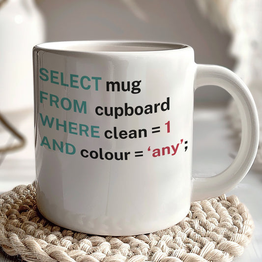 SELECT Mug FROM Cupboard WHERE SQL Code Coffee Mug