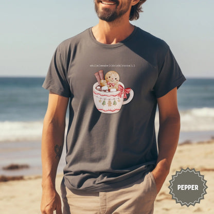 Cute Gingerbread in Cocoa Christmas Graphic T-Shirt