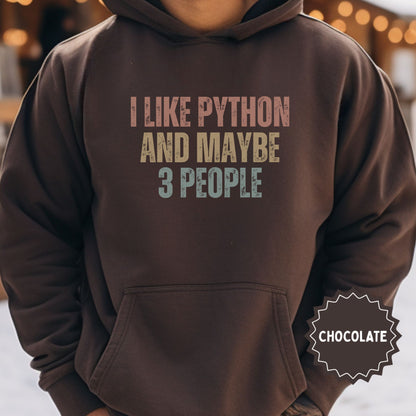 I Like Python And Maybe 3 People Chocolate Hoodie