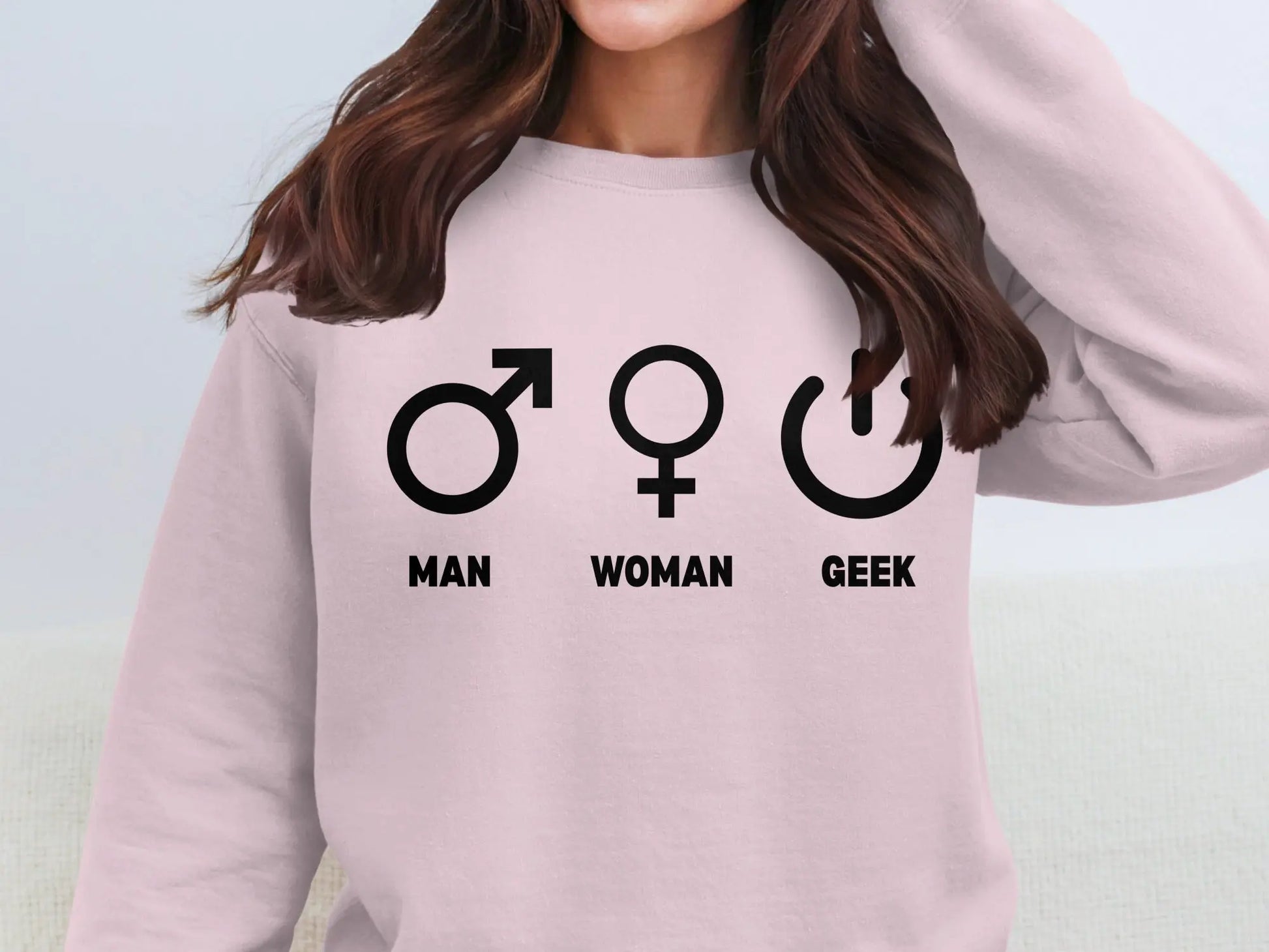 Man Woman Geek Funny Graphic Sweatshirt Product