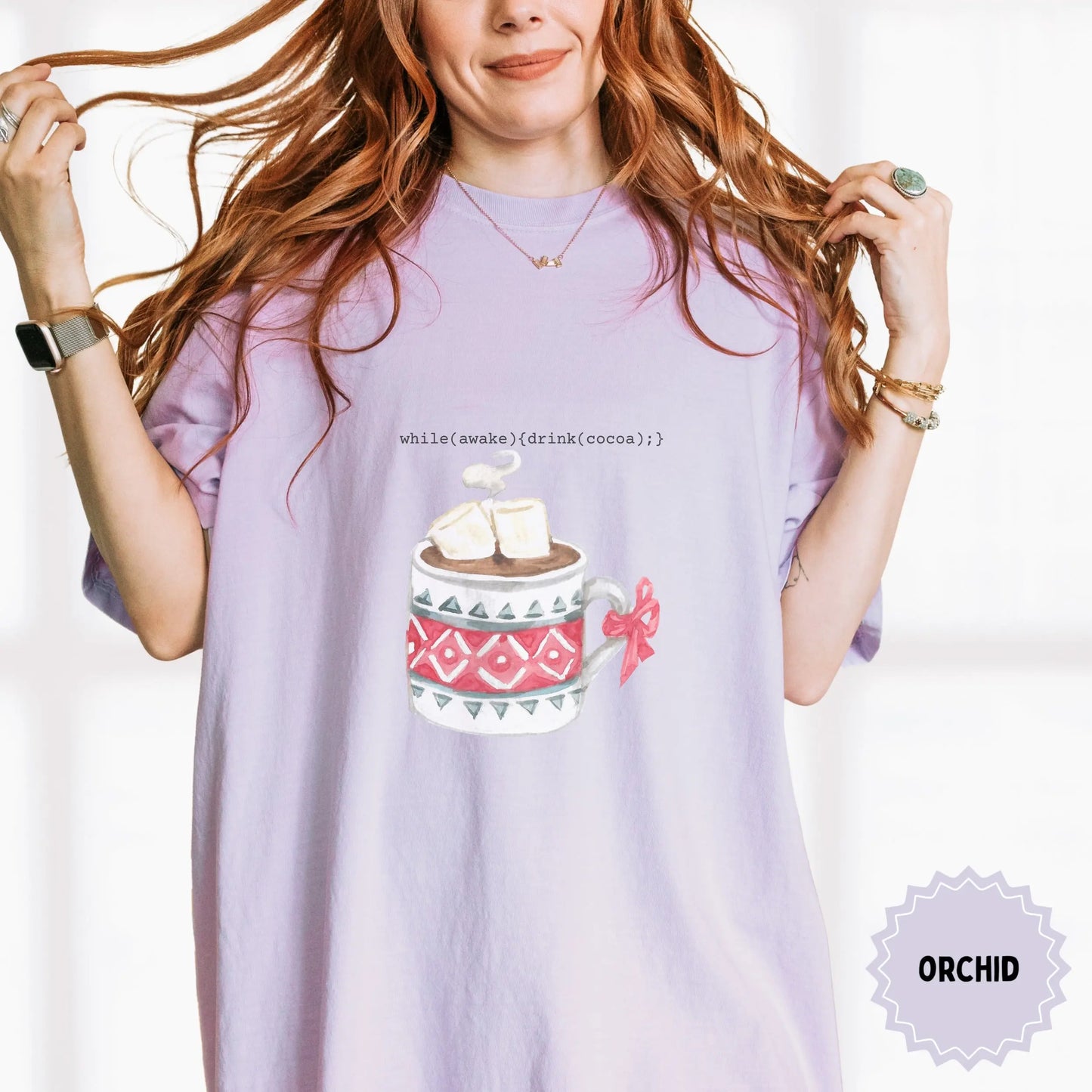 Drinking Cocoa T-Shirt with Cute Mug Design
