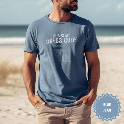 Casual Blue Jean T-Shirt With Dress Code Print