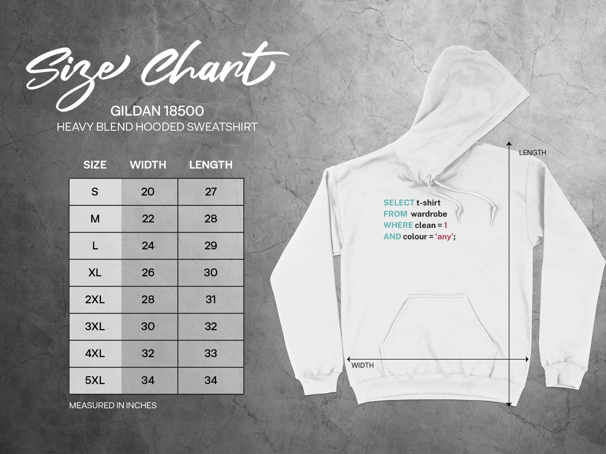 SELECT FROM WHERE Clean AND Colour Gildan 18500 Sweatshirt