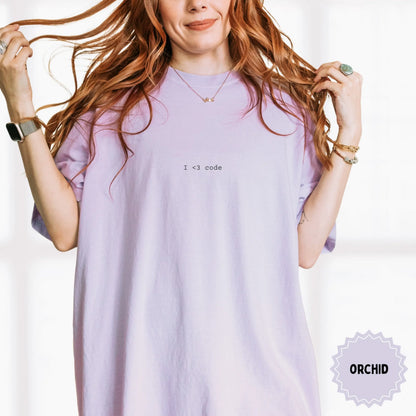 I 💜 Code Oversized Lavender Graphic T-shirt