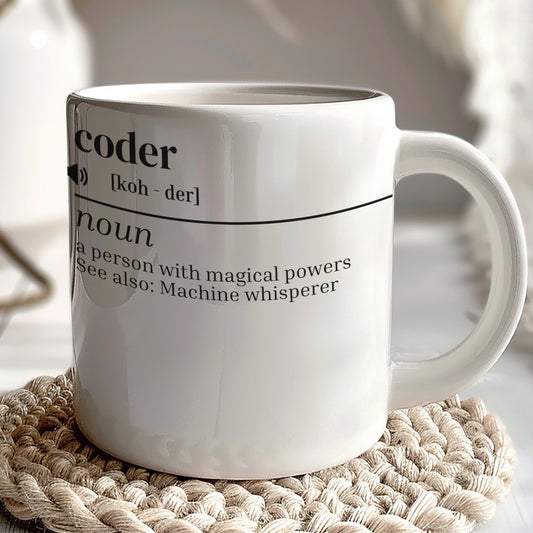 Coder Definition Mug with Fun Description Coffee Cup