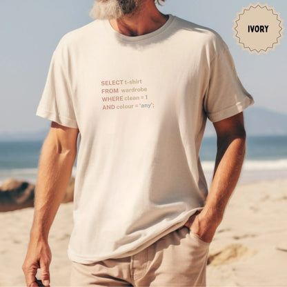 Beachside SQL Code Print T-Shirt in Ivory Color
