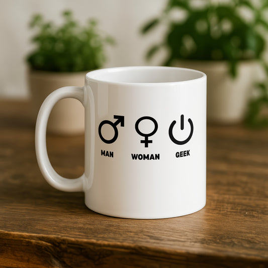 Funny Man Woman Geek Symbols Design Coffee Mug